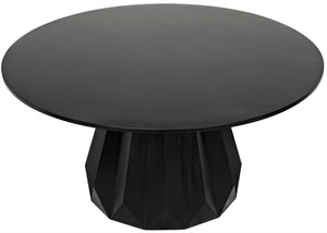 Noir Brosche Handcrafted Mahogany Dining Table in Hand-Rubbed Black Finish – Modern Centerpiece for 6 GTAB550HB
