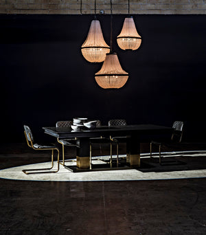 Noir Ravenko Dining Table - Handcrafted Black Mahogany with Brass Accents for Modern Dining Elegance GTAB551HB