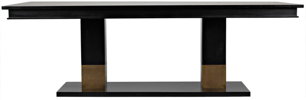 Noir Ravenko Dining Table - Handcrafted Black Mahogany with Brass Accents for Modern Dining Elegance GTAB551HB