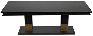 Noir Ravenko Dining Table - Handcrafted Black Mahogany with Brass Accents for Modern Dining Elegance GTAB551HB