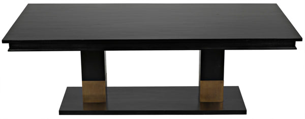 Noir Ravenko Dining Table - Handcrafted Black Mahogany with Brass Accents for Modern Dining Elegance GTAB551HB