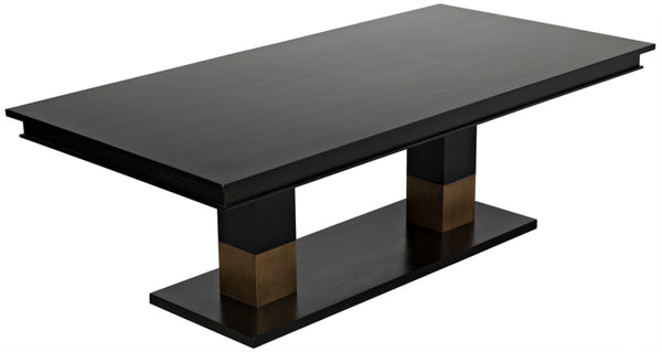 Noir Ravenko Dining Table - Handcrafted Black Mahogany with Brass Accents for Modern Dining Elegance GTAB551HB