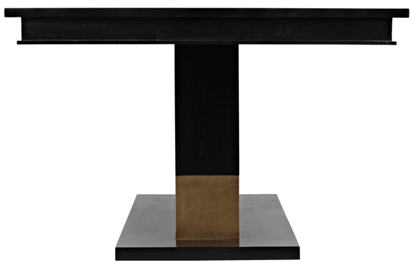 Noir Ravenko Dining Table - Handcrafted Black Mahogany with Brass Accents for Modern Dining Elegance GTAB551HB