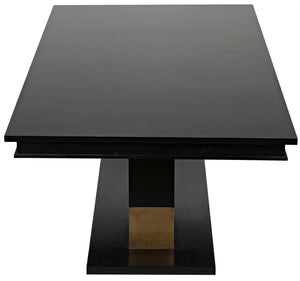 Noir Ravenko Dining Table - Handcrafted Black Mahogany with Brass Accents for Modern Dining Elegance GTAB551HB