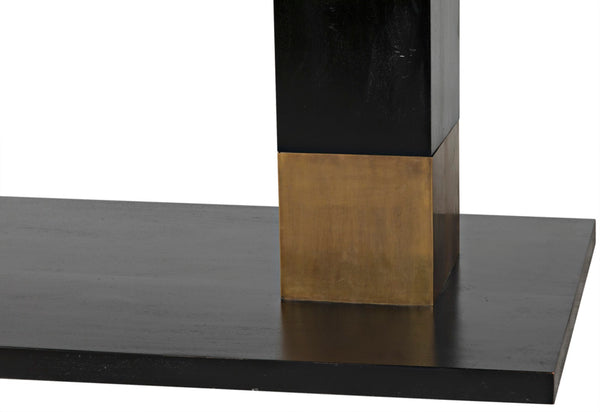 Noir Ravenko Dining Table - Handcrafted Black Mahogany with Brass Accents for Modern Dining Elegance GTAB551HB