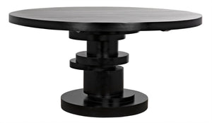 Noir Hugo Dining Table – Hand-Carved Mahogany with Sculptural Base for Elegant Dining Spaces, 60" Hand Rubbed Black GTAB558HB