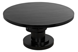 Noir Hugo Dining Table – Hand-Carved Mahogany with Sculptural Base for Elegant Dining Spaces, 60" Hand Rubbed Black GTAB558HB