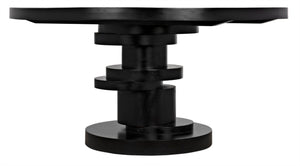 Noir Hugo Dining Table – Hand-Carved Mahogany with Sculptural Base for Elegant Dining Spaces, 60" Hand Rubbed Black GTAB558HB