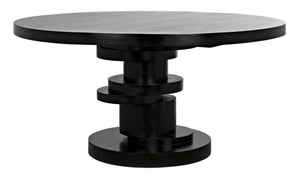 Noir Hugo Dining Table – Hand-Carved Mahogany with Sculptural Base for Elegant Dining Spaces, 60" Hand Rubbed Black GTAB558HB