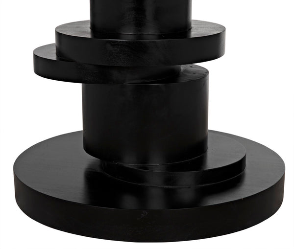 Noir Hugo Dining Table – Hand-Carved Mahogany with Sculptural Base for Elegant Dining Spaces, 60" Hand Rubbed Black GTAB558HB