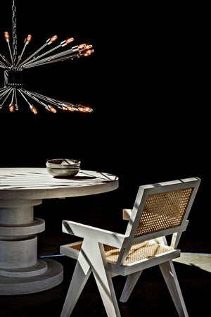 Noir Hugo Dining Table – Hand-Carved Mahogany with Sculptural Base for Elegant Dining Spaces, 60" White Wash GTAB558WH