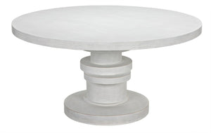Noir Hugo Dining Table – Hand-Carved Mahogany with Sculptural Base for Elegant Dining Spaces, 60" White Wash GTAB558WH