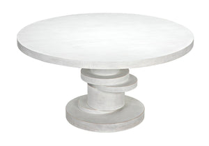 Noir Hugo Dining Table – Hand-Carved Mahogany with Sculptural Base for Elegant Dining Spaces, 60" White Wash GTAB558WH