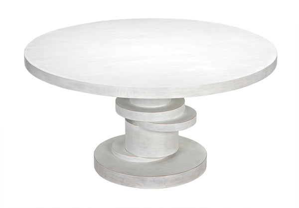 Noir Hugo Dining Table – Hand-Carved Mahogany with Sculptural Base for Elegant Dining Spaces, 60" White Wash GTAB558WH