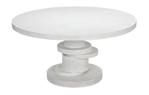 Noir Hugo Dining Table – Hand-Carved Mahogany with Sculptural Base for Elegant Dining Spaces, 60" White Wash GTAB558WH