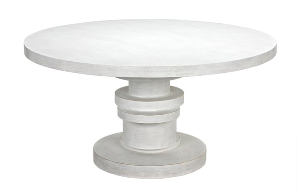 Noir Hugo Dining Table – Hand-Carved Mahogany with Sculptural Base for Elegant Dining Spaces, 60" White Wash GTAB558WH