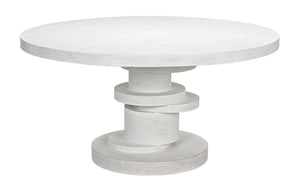 Noir Hugo Dining Table – Hand-Carved Mahogany with Sculptural Base for Elegant Dining Spaces, 60" White Wash GTAB558WH