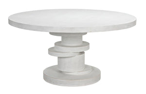 Noir Hugo Dining Table – Hand-Carved Mahogany with Sculptural Base for Elegant Dining Spaces, 60" White Wash GTAB558WH