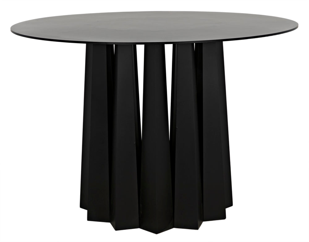 Noir Column Dining Table - Artisan-Crafted Matte Black Iron with Tapered Legs for Industrial Elegance GTAB559MTB