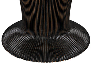 Noir Portobello Round Dining Table - Hand-Rubbed Black Finish with Golden Highlights & Ribbed Detailing GTAB560HB