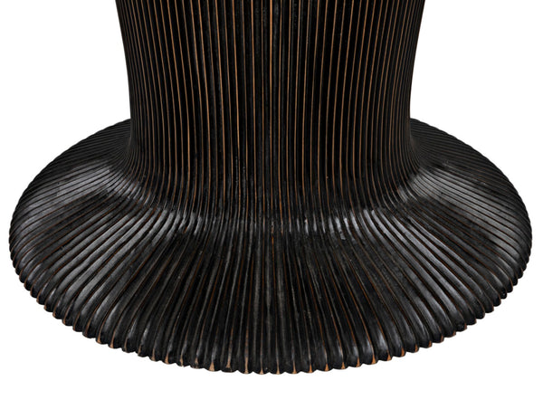 Noir Portobello Round Dining Table - Hand-Rubbed Black Finish with Golden Highlights & Ribbed Detailing GTAB560HB