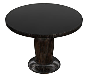 Noir Portobello Round Dining Table - Hand-Rubbed Black Finish with Golden Highlights & Ribbed Detailing GTAB560HB