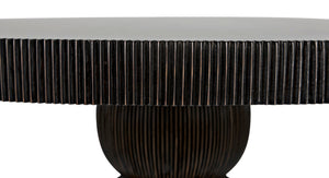Noir Portobello Round Dining Table - Hand-Rubbed Black Finish with Golden Highlights & Ribbed Detailing GTAB560HB
