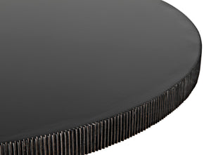 Noir Portobello Round Dining Table - Hand-Rubbed Black Finish with Golden Highlights & Ribbed Detailing GTAB560HB