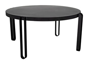 Noir Marcellus Dining Table, 63" Round Black Metal Design – Modern Industrial Style for Any Space GTAB563MTB-L