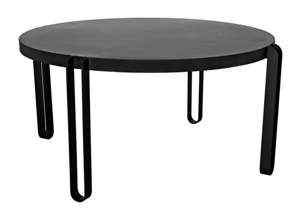 Noir Marcellus Dining Table, 63" Round Black Metal Design – Modern Industrial Style for Any Space GTAB563MTB-L