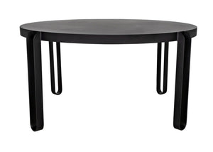 Noir Marcellus Dining Table, 63" Round Black Metal Design – Modern Industrial Style for Any Space GTAB563MTB-L