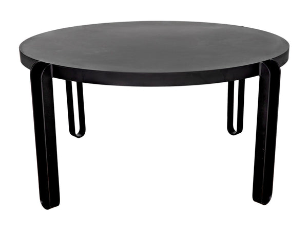 Noir Marcellus Dining Table, 63" Round Black Metal Design – Modern Industrial Style for Any Space GTAB563MTB-L