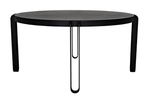 Noir Marcellus Dining Table, 63" Round Black Metal Design – Modern Industrial Style for Any Space GTAB563MTB-L