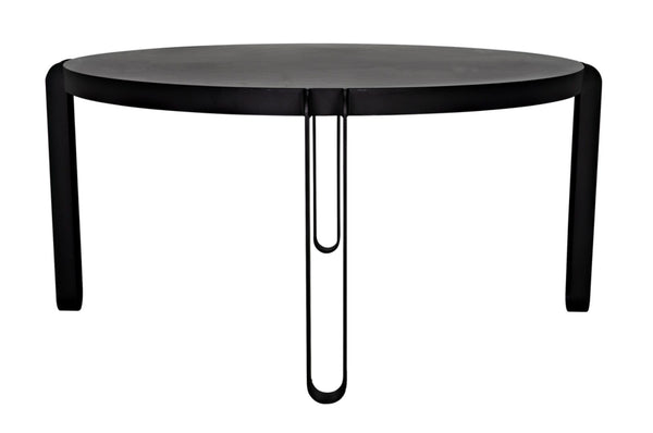 Noir Marcellus Dining Table, 63" Round Black Metal Design – Modern Industrial Style for Any Space GTAB563MTB-L