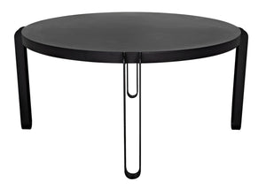 Noir Marcellus Dining Table, 63" Round Black Metal Design – Modern Industrial Style for Any Space GTAB563MTB-L