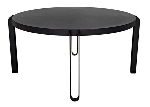 Noir Marcellus Dining Table, 63" Round Black Metal Design – Modern Industrial Style for Any Space GTAB563MTB-L