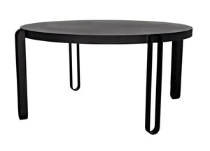 Noir Marcellus Dining Table, 63" Round Black Metal Design – Modern Industrial Style for Any Space GTAB563MTB-L