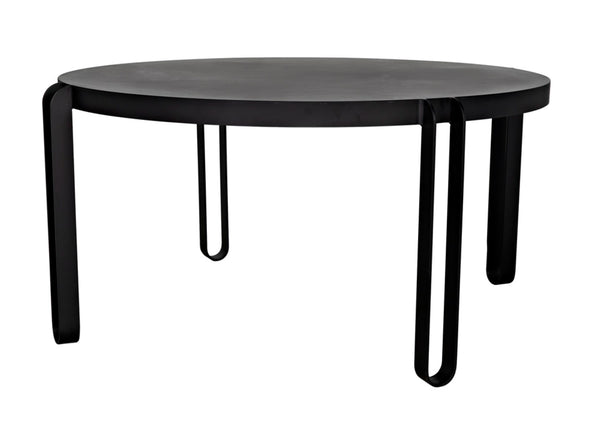 Noir Marcellus Dining Table, 63" Round Black Metal Design – Modern Industrial Style for Any Space GTAB563MTB-L
