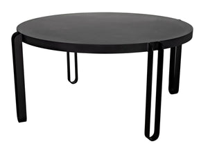 Noir Marcellus Dining Table, 63" Round Black Metal Design – Modern Industrial Style for Any Space GTAB563MTB-L