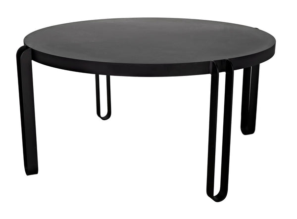 Noir Marcellus Dining Table, 63" Round Black Metal Design – Modern Industrial Style for Any Space GTAB563MTB-L