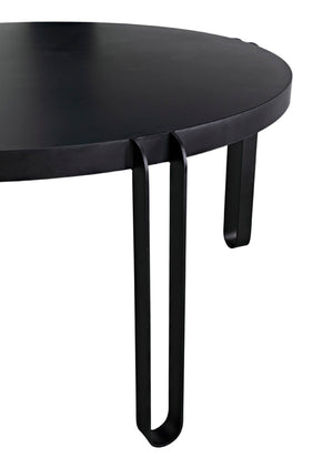Noir Marcellus Dining Table, 63" Round Black Metal Design – Modern Industrial Style for Any Space GTAB563MTB-L