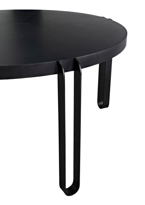 Noir Marcellus Dining Table, 63" Round Black Metal Design – Modern Industrial Style for Any Space GTAB563MTB-L