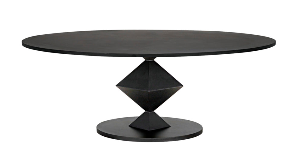 Noir Katana Oval Dining Table - Handcrafted Black Metal Design, Modern Geometric Centerpiece for Dining GTAB565MTB