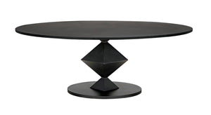 Noir Katana Oval Dining Table - Handcrafted Black Metal Design, Modern Geometric Centerpiece for Dining GTAB565MTB