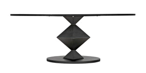 Noir Katana Oval Dining Table - Handcrafted Black Metal Design, Modern Geometric Centerpiece for Dining GTAB565MTB