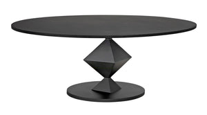 Noir Katana Oval Dining Table - Handcrafted Black Metal Design, Modern Geometric Centerpiece for Dining GTAB565MTB