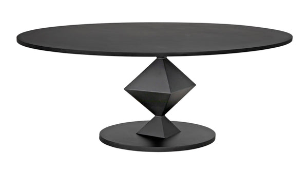 Noir Katana Oval Dining Table - Handcrafted Black Metal Design, Modern Geometric Centerpiece for Dining GTAB565MTB