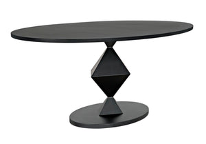 Noir Katana Oval Dining Table - Handcrafted Black Metal Design, Modern Geometric Centerpiece for Dining GTAB565MTB