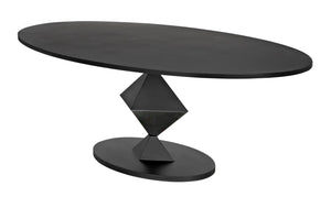 Noir Katana Oval Dining Table - Handcrafted Black Metal Design, Modern Geometric Centerpiece for Dining GTAB565MTB