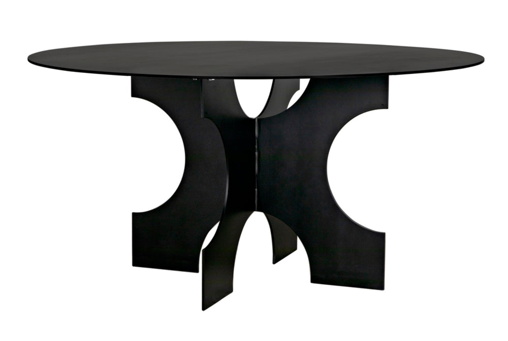 Noir Element Dining Table – Modern Matte Black Metal Design with Bold "X" Base for Stylish Dining Spaces GTAB568MTB